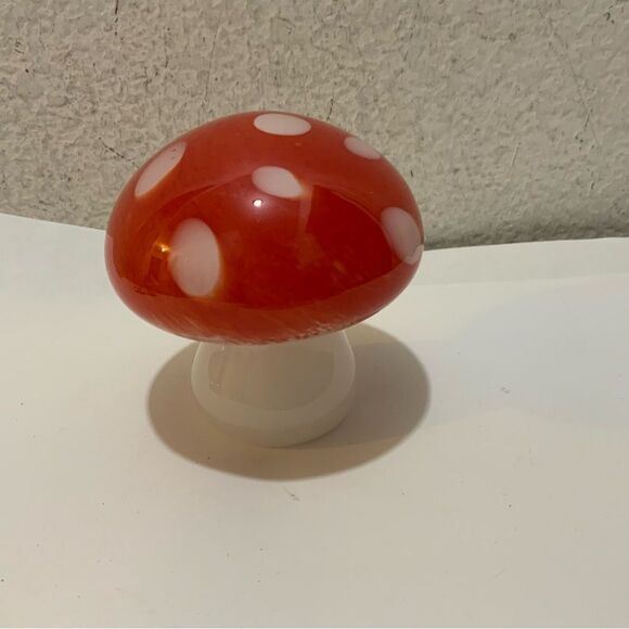 Glass Mushroom Home Decor red white G21 - Picture 2 of 7